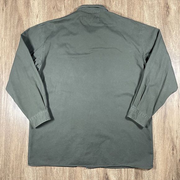 VTG Tommy Hilfiger Surplus Sz L Army Green Long Sleeve Button Up Thick Shirt - Picture 12 of 15